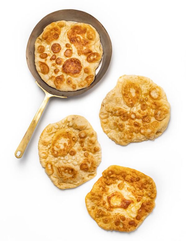 Pan fried pizza with cashew nut mozzarella cheese