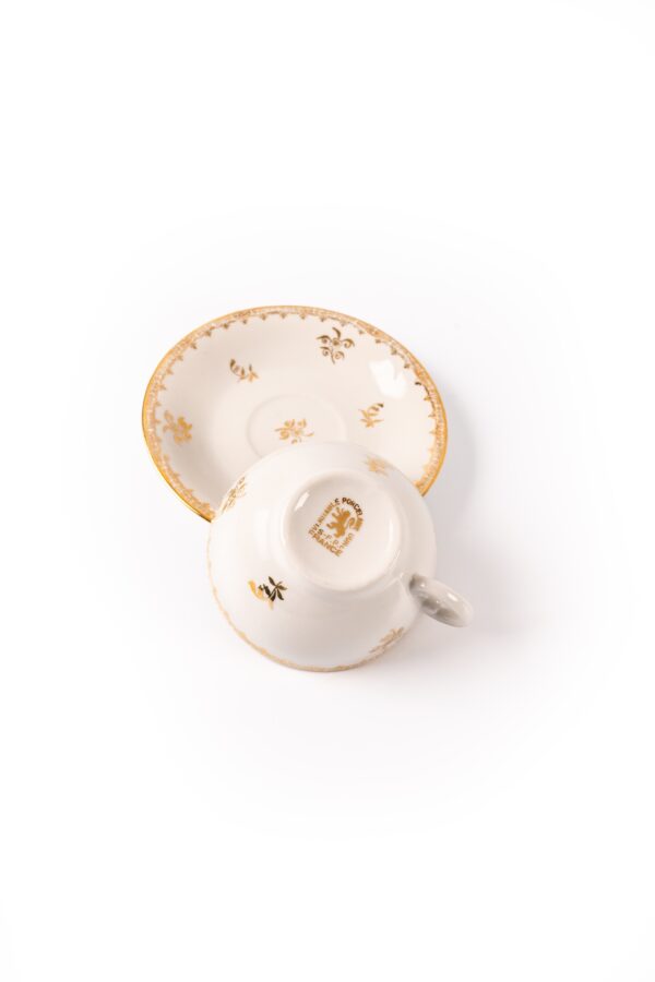 French Empire Style Porcelain Tea Cup and Saucer (4 cups and 4 saucers) - Image 2