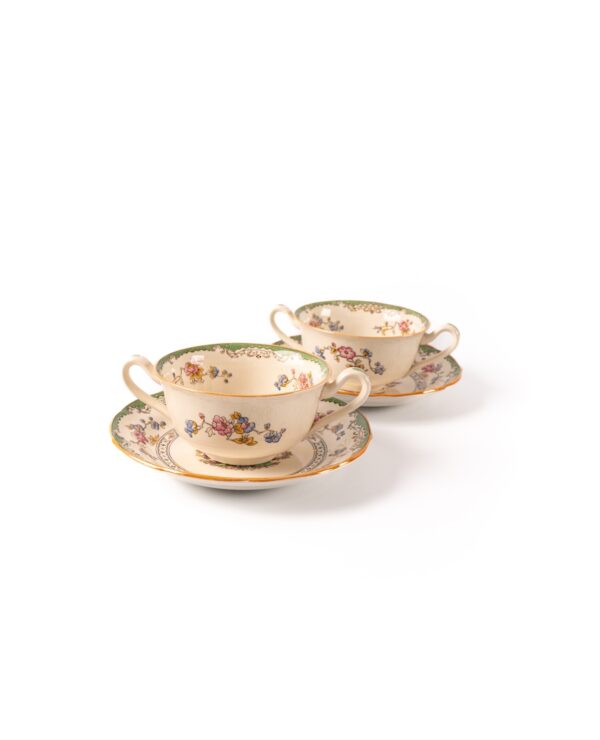 Copeland Spode Eden Pattern Soup Coupe and Saucer (2 coupes and 2 saucers)