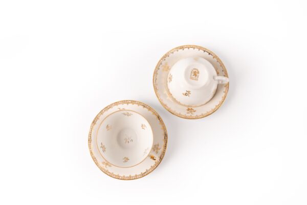 French Empire Style Porcelain Tea Cup and Saucer (4 cups and 4 saucers) - Image 3