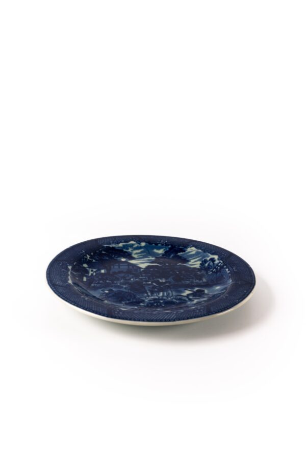 Ironstone China Plate: Blue Rare River Washing Scene - Image 2